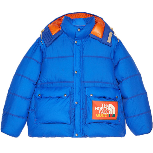 GUCCI x THE NORTH FACE Женский синий пуховик с капюшоном