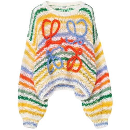 Свитер из мохера с логотипом Anagram в разноцветную полоску