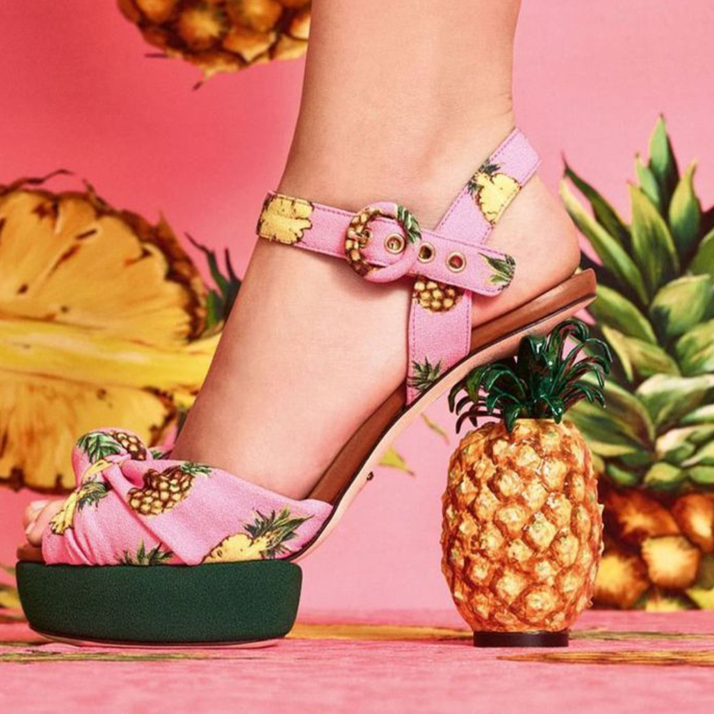 Розовые босоножки с ананасами Dolce & Gabbana Keira