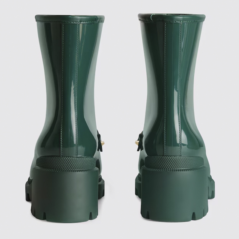 Зелёные резиновые полусапоги Horsebit