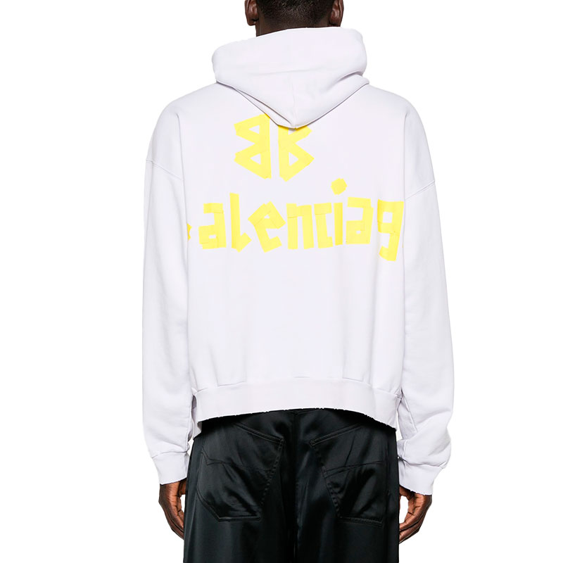 Хлопковое белое худи с логотипом tape type