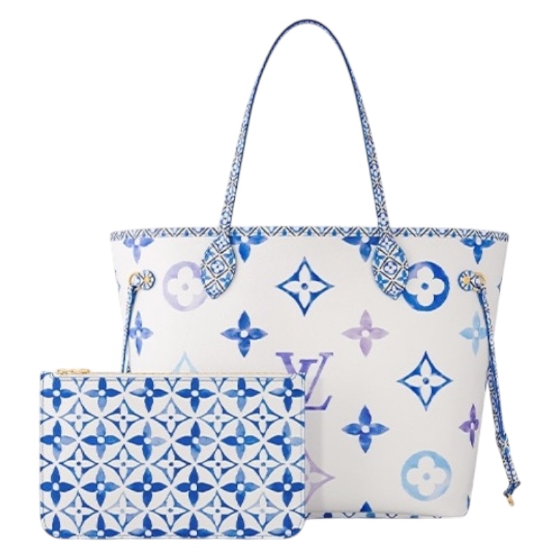 Сумка-тоут Neverfull MM белая/синяя