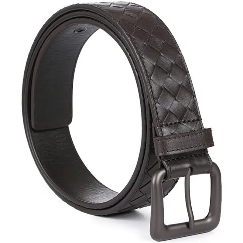Коричневый ремень из плетённой кожи 35 мм