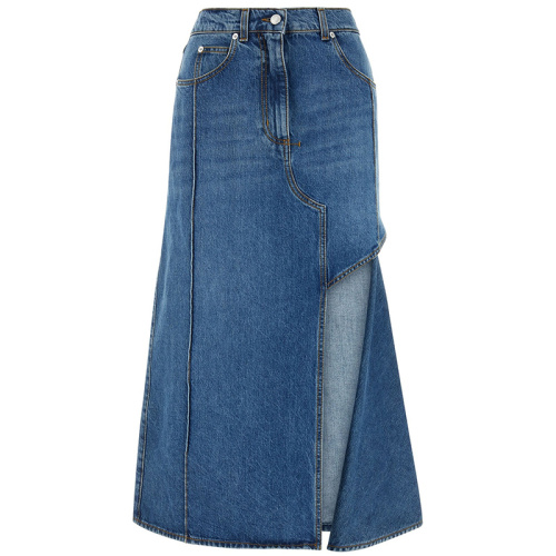 Джинсовая юбка-миди с разрезом