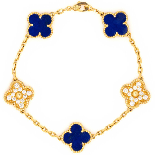 Браслет Van Cleef & Arpels Vintage Alhambra, 5 motifs Бриллиант и лазурит