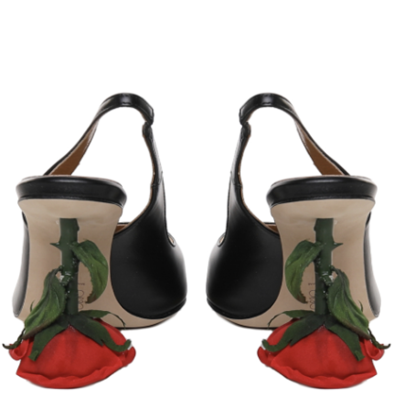 Кожаные туфли-слингбеки с каблуком в виде розы