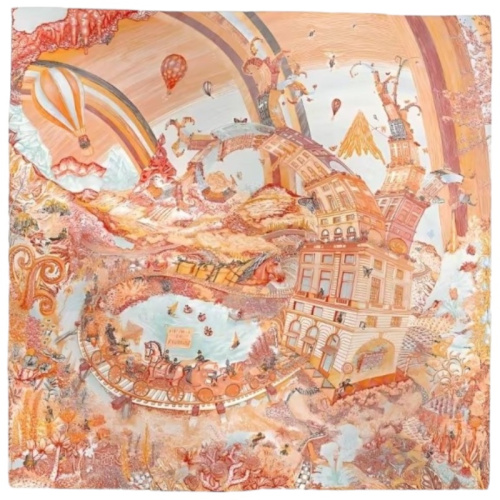 Шёлковый платок Les Folies du Faubourg 90 оранжевый