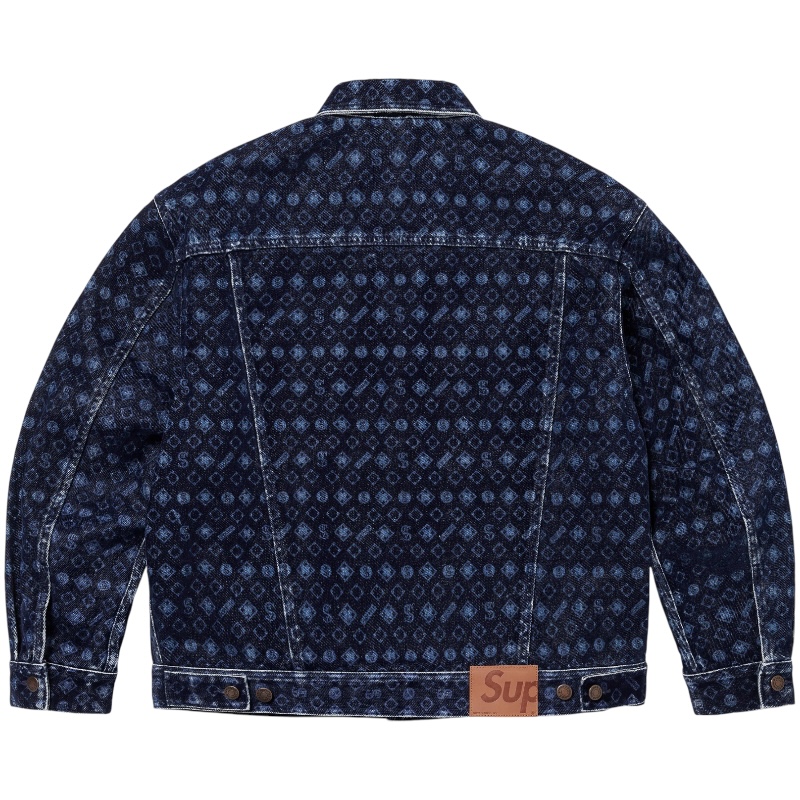 Синяя джинсовая куртка с узором из флока FW24