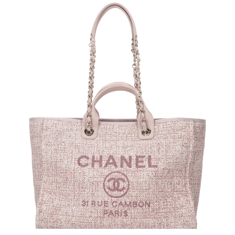 Розовая твидовая сумка-тоут CHANEL Deauville среднего размера