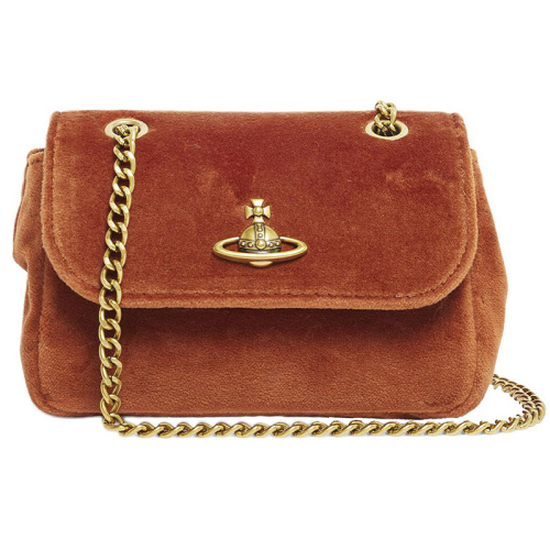 Маленькая сумка на цепочке рыжая