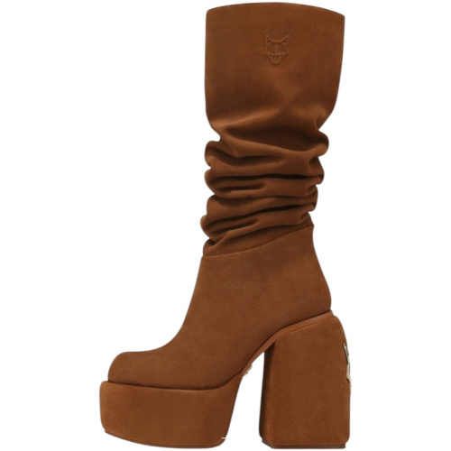 Коричневые замшевые сапоги на каблуке Space Cow Suede Tan