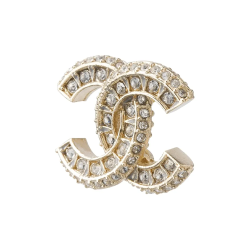 CHANEL Серьги-гвоздики с логотипом и стразами