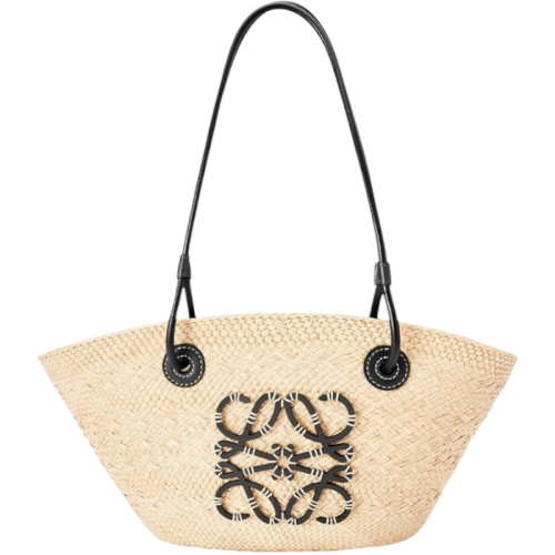 Плетённая сумка Anagram Basket Black из иракской пальмы и телячьей кожи small