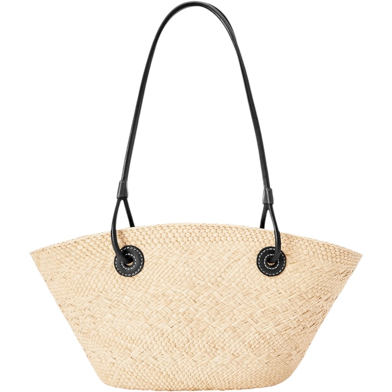 Плетённая сумка Anagram Basket Black из иракской пальмы и телячьей кожи small