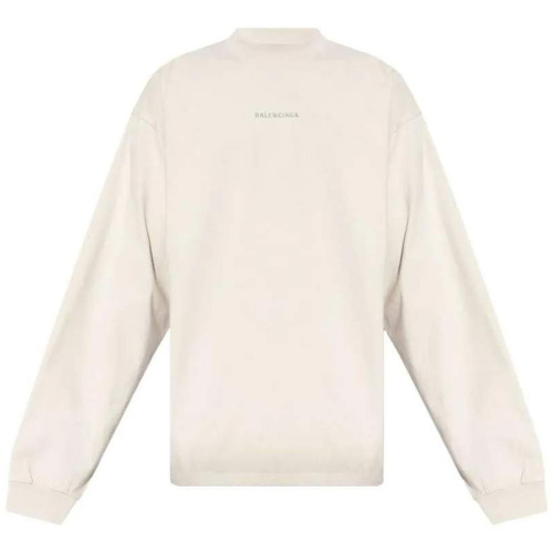 Хлопковый бежевый свитшот с логотипом