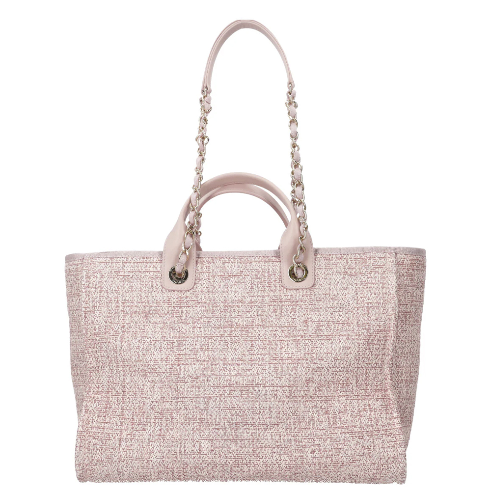Розовая твидовая сумка-тоут CHANEL Deauville среднего размера