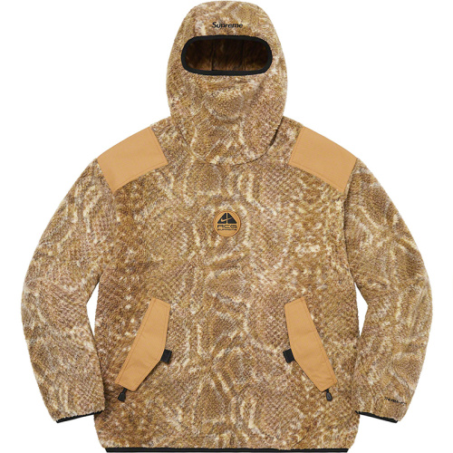 Supreme X Nike ACG флисовый пуловер с балаклавой золотой змеиный принт